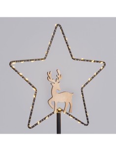 Stella di Natale MPK con Base H32cm, Mix2 Modelli Angelo o Renna, MicroLED Bianco Caldo, Timer 8h, Batteria