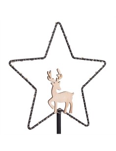 Stella di Natale MPK con Base H32cm, Mix2 Modelli Angelo o Renna, MicroLED Bianco Caldo, Timer 8h, Batteria