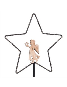 Stella di Natale MPK con Base H32cm, Mix2 Modelli Angelo o Renna, MicroLED Bianco Caldo, Timer 8h, Batteria