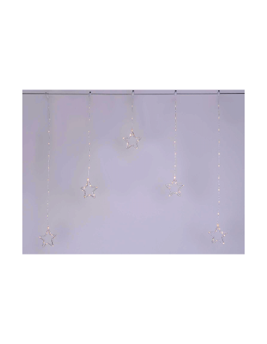 Window Light di Natale 5 Stelle PSG 100x95cm, 79 MicroLED Bianco Caldo, Timer 8h, Batteria, Plastica Crystal