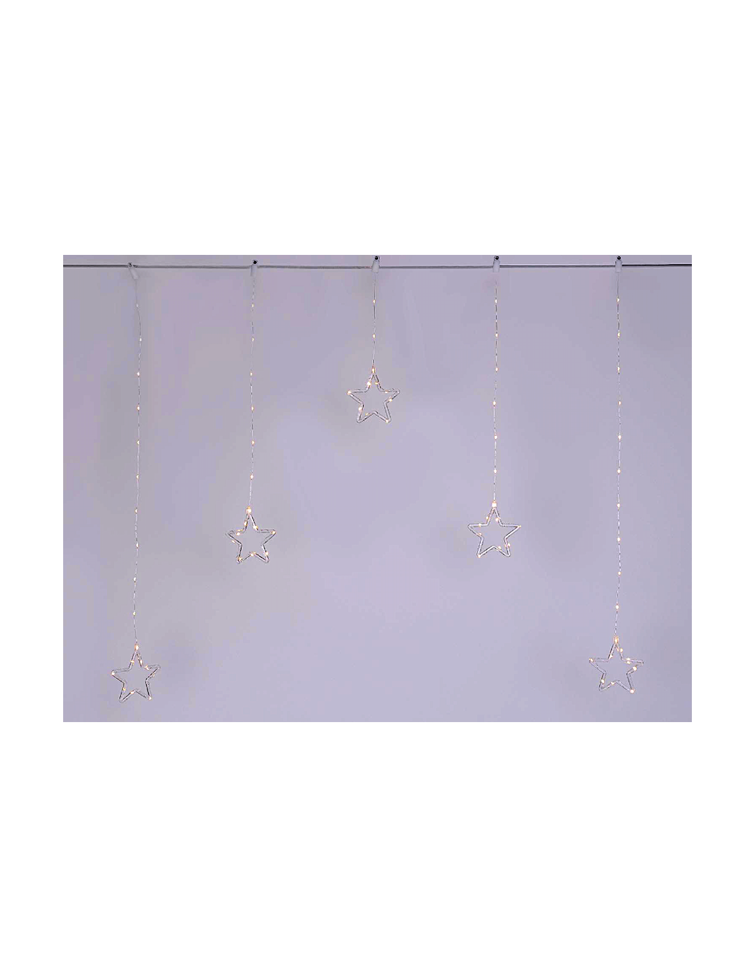 Window Light di Natale 5 Stelle PSG 100x95cm, 79 MicroLED Bianco Caldo, Timer 8h, Batteria, Plastica Crystal