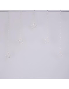 Window Light di Natale 5 Stelle PSG 100x95cm, 79 MicroLED Bianco Caldo, Timer 8h, Batteria, Plastica Crystal