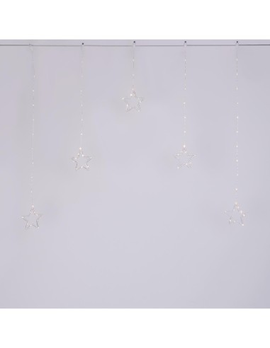 Window Light di Natale 5 Stelle PSG 100x95cm, 79 MicroLED Bianco Caldo, Timer 8h, Batteria, Plastica Crystal