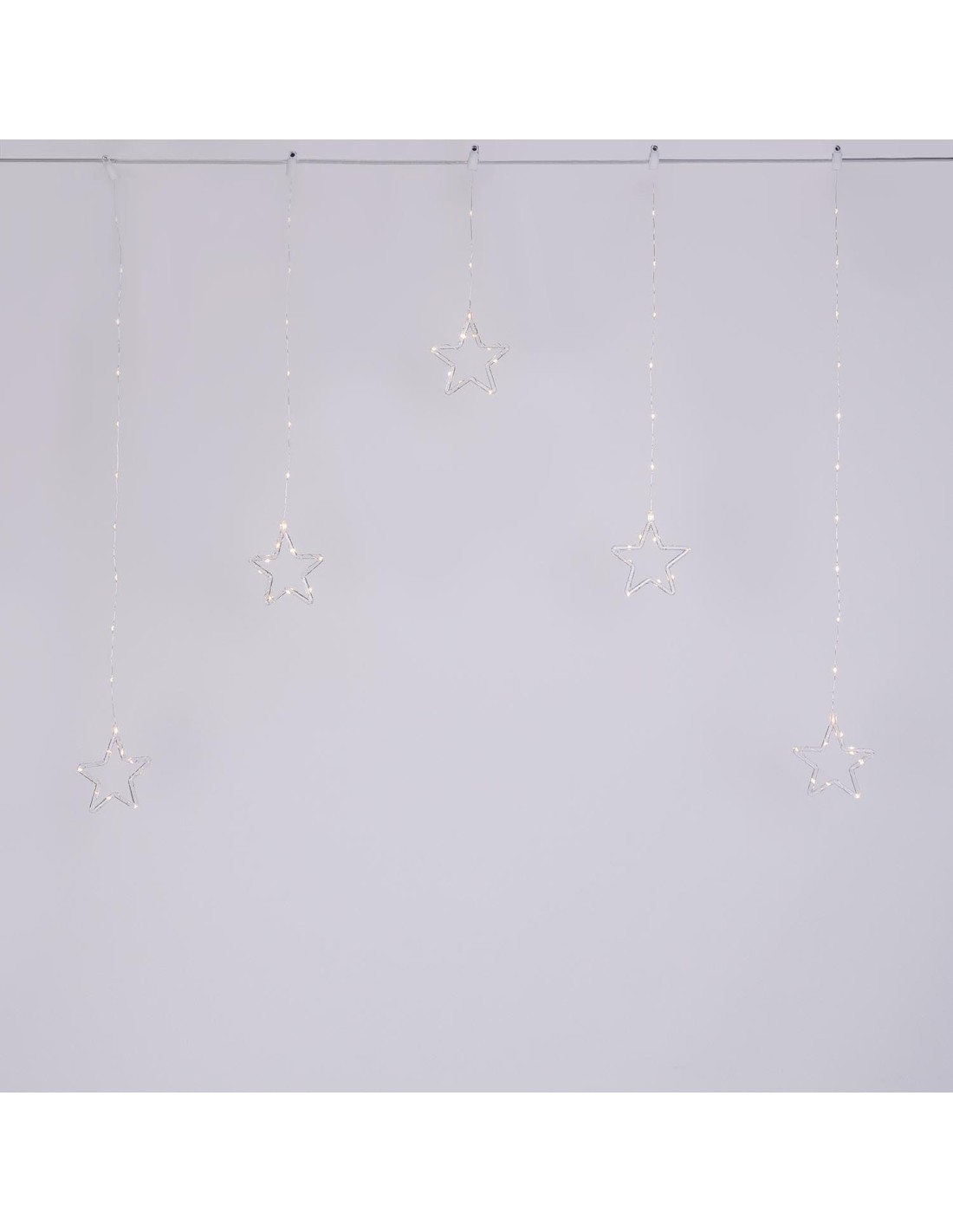 Window Light di Natale 5 Stelle PSG 100x95cm, 79 MicroLED Bianco Caldo, Timer 8h, Batteria, Plastica Crystal