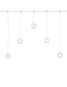 Window Light di Natale 5 Stelle PSG 100x95cm, 79 MicroLED Bianco Caldo, Timer 8h, Batteria, Plastica Crystal