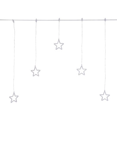 Window Light di Natale 5 Stelle PSG 100x95cm, 79 MicroLED Bianco Caldo, Timer 8h, Batteria, Plastica Crystal