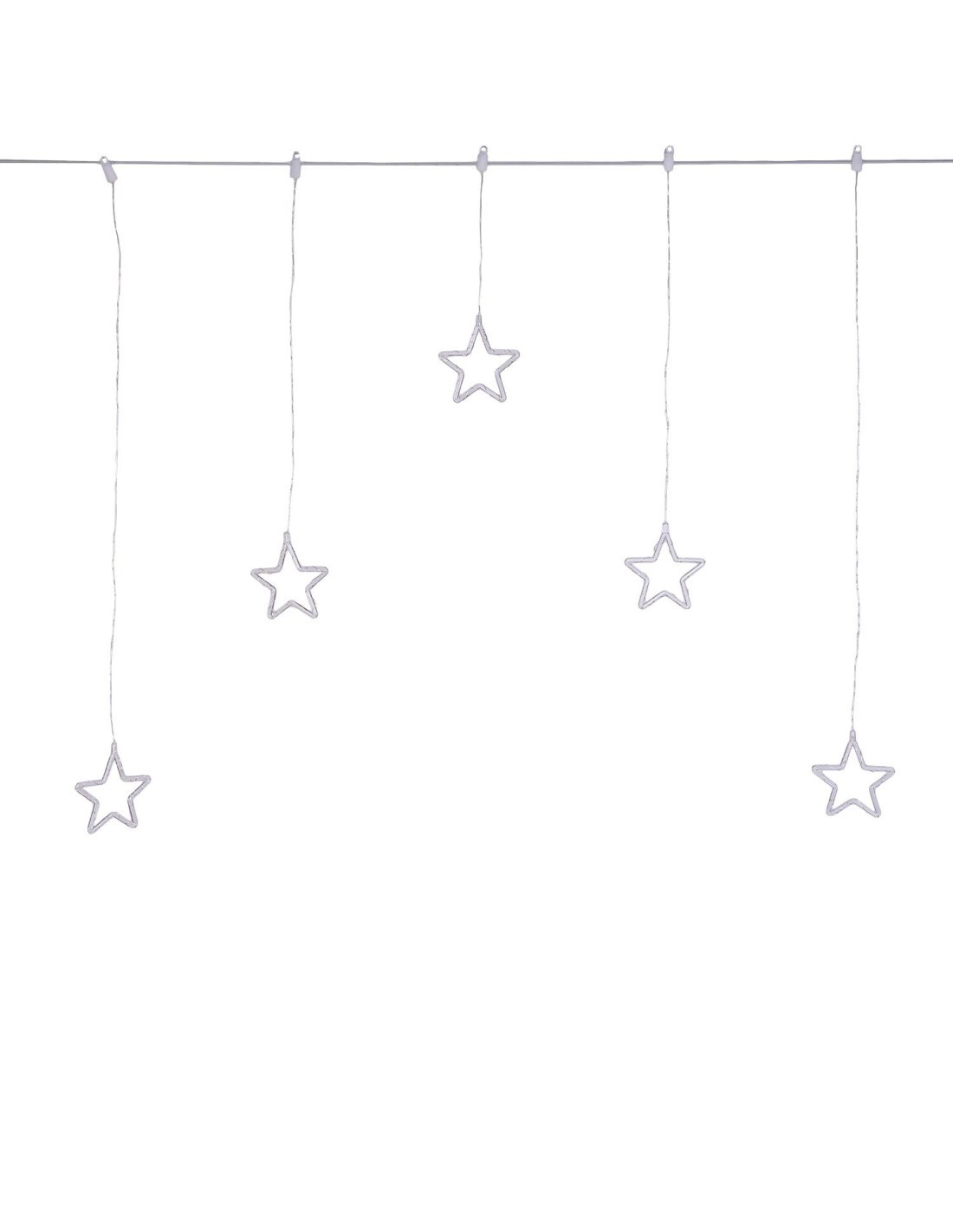 Window Light di Natale 5 Stelle PSG 100x95cm, 79 MicroLED Bianco Caldo, Timer 8h, Batteria, Plastica Crystal