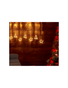 Ice Light di Natale Deco 475x115cm, 560 LED Bianco Caldo, Stelle e Alberi, 8 Giochi di Luce, Timer 8h