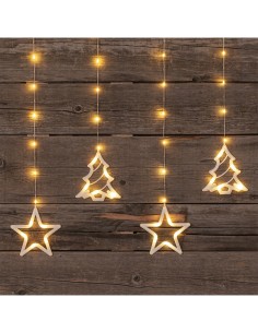 Ice Light di Natale Deco 475x115cm, 560 LED Bianco Caldo, Stelle e Alberi, 8 Giochi di Luce, Timer 8h