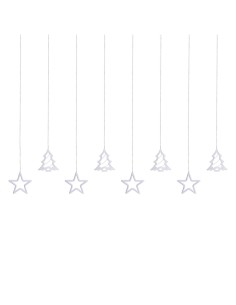 Ice Light di Natale Deco 475x115cm, 560 LED Bianco Caldo, Stelle e Alberi, 8 Giochi di Luce, Timer 8h