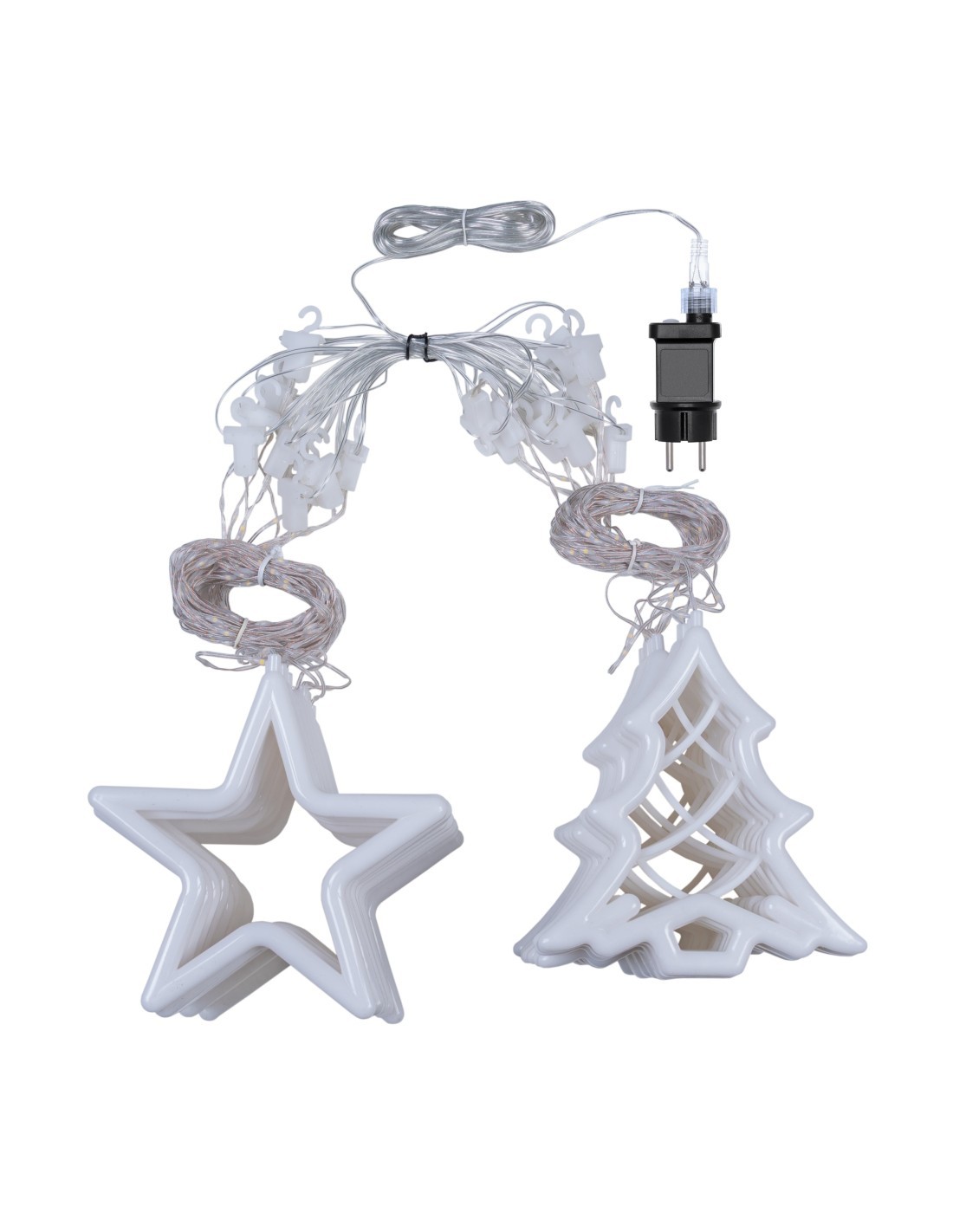 Ice Light di Natale Deco 475x115cm, 560 LED Bianco Caldo, Stelle e Alberi, 8 Giochi di Luce, Timer 8h