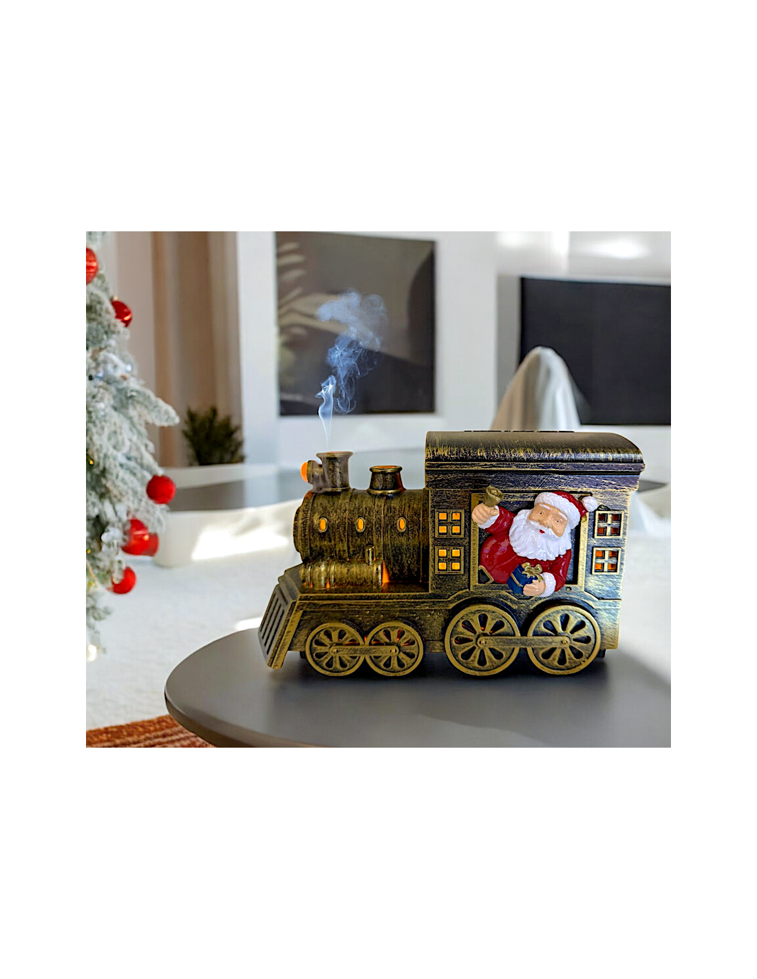 Aroma Diffuser di Natale Trenino 21cm, LED Bianco Caldo e Color, Music, 3 Funzioni, Batteria o Trasformatore