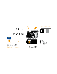Aroma Diffuser di Natale Trenino 21cm, LED Bianco Caldo e Color, Music, 3 Funzioni, Batteria o Trasformatore