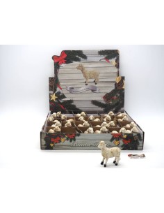 Pecora di Natale per Presepe 6x6,5x2cm, Statuina in Resina con Dettagli Realistici