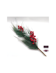 Ramo di Natale Aghi e Bacche 81cm, Decorazione Natalizia Realistica, Ideale per Alberi, Ghirlande, Vasi e Centrotavola