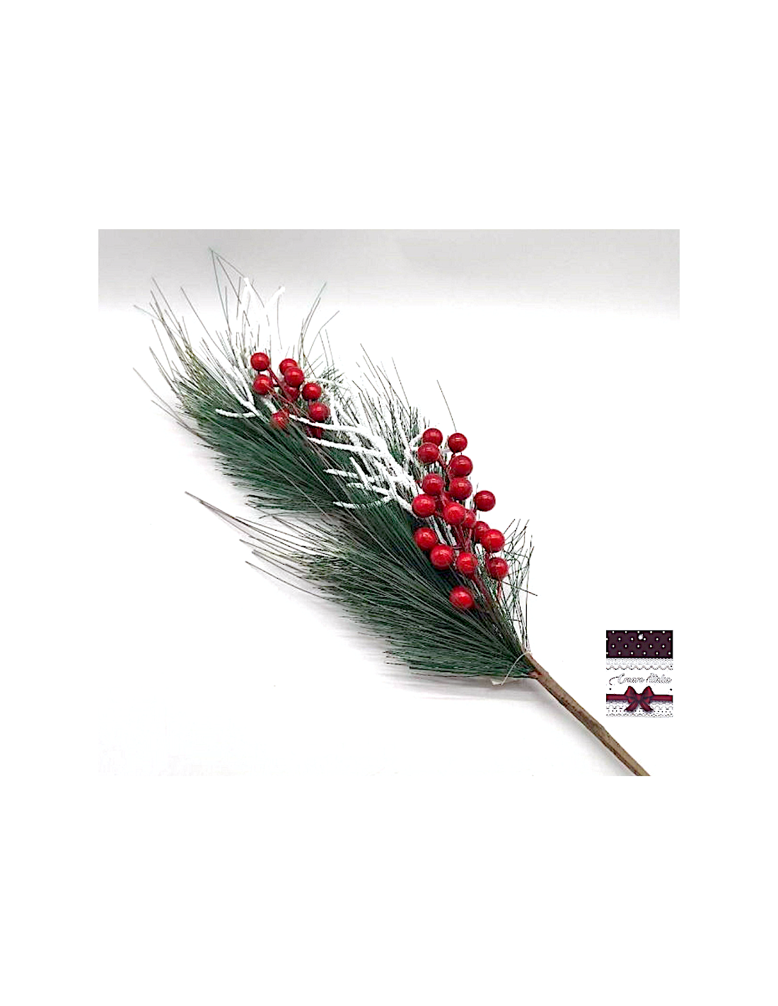 Ramo di Natale Aghi e Bacche 81cm, Decorazione Natalizia Realistica, Ideale per Alberi, Ghirlande, Vasi e Centrotavola
