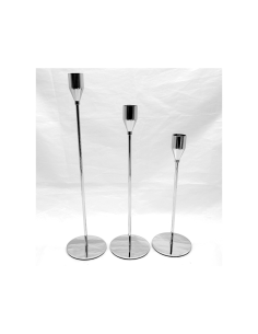 Set 3 Portacandela di Natale in Metallo Argento 22/27/32cm, Decorazione Elegante, Centrotavola Festivo