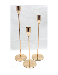 Set 3 Portacandela di Natale in Metallo Oro 22/27/32cm, Decorazione Elegante, Centrotavola Festivo