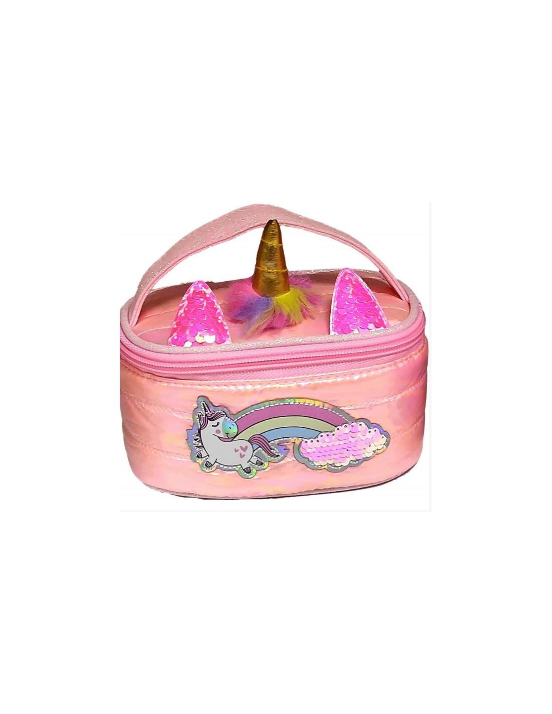 GIRABRILLA Puffer Borsetta Unicorno, Mini Beauty Case, Paillettes Cangianti, Nice Group, Accessori Bambini