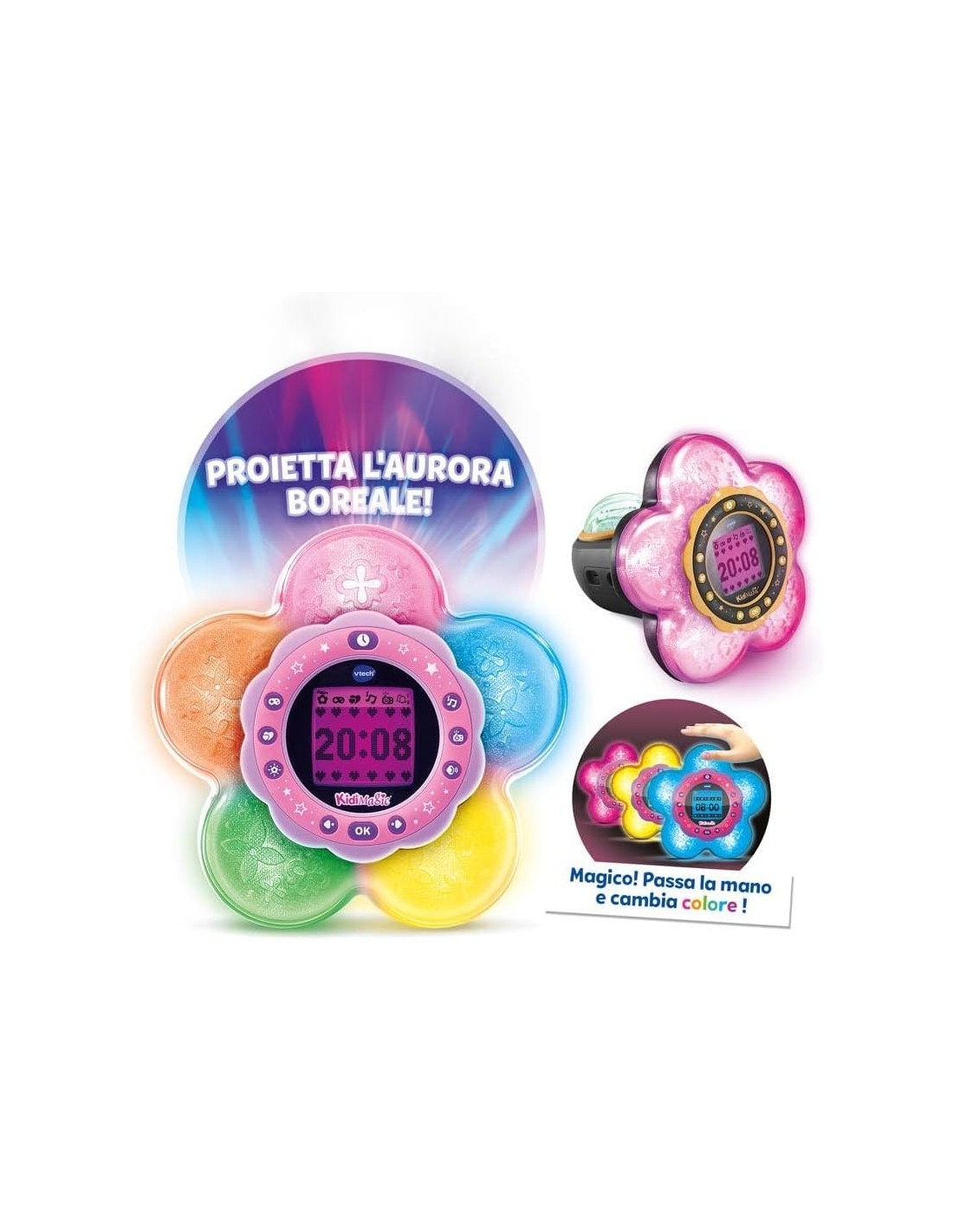 KIDIMAGIC GALAXY LIGHT, RADIOSVEGLIA 9 IN 1, PROIETTORE AURORA BOREALE, 6+ ANNI