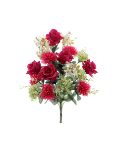 MAZZO 5560-17 ROSE/CRISANTEMI BORDEAUX CON BOCCIOLI