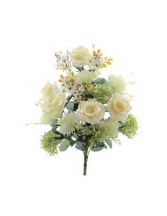 MAZZO 5560-01 ROSE/CRISANTEMI CREMA CON BOCCIOLI