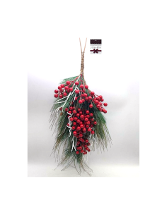 Dietroporta di Natale Aghi e Bacche 70cm, Ghirlanda Natalizia Grande Elegante, Decorazione per Porte e Pareti