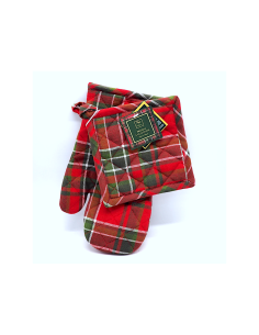 Set Guanto da Forno e Presina Natalizia in Tessuto Tartan, Accessori Cucina Festivi, Idea Regalo di Natale