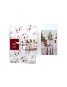 Tovaglia di Natale 140x180cm con Stampa Natalizia, Tessuto Decorativo per Tavola Festiva, Elegante Copritavolo