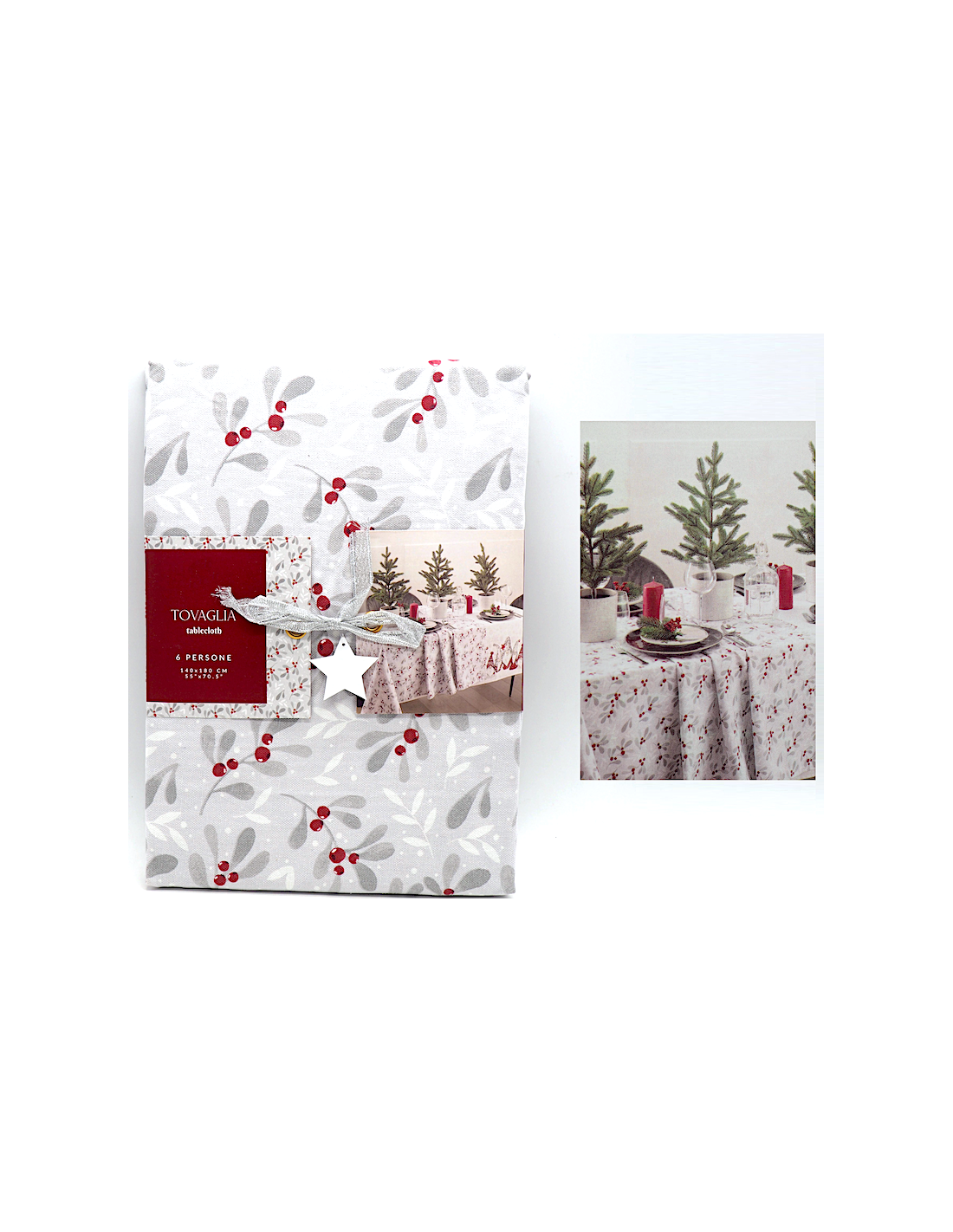 Tovaglia di Natale 140x180cm con Stampa Natalizia, Tessuto Decorativo per Tavola Festiva, Elegante Copritavolo