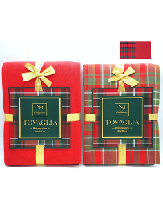 Tovaglia di Natale 140x320cm Decoro Scozzese, Tessuto Rettangolare Elegante per Tavola Grande 12-14 Posti