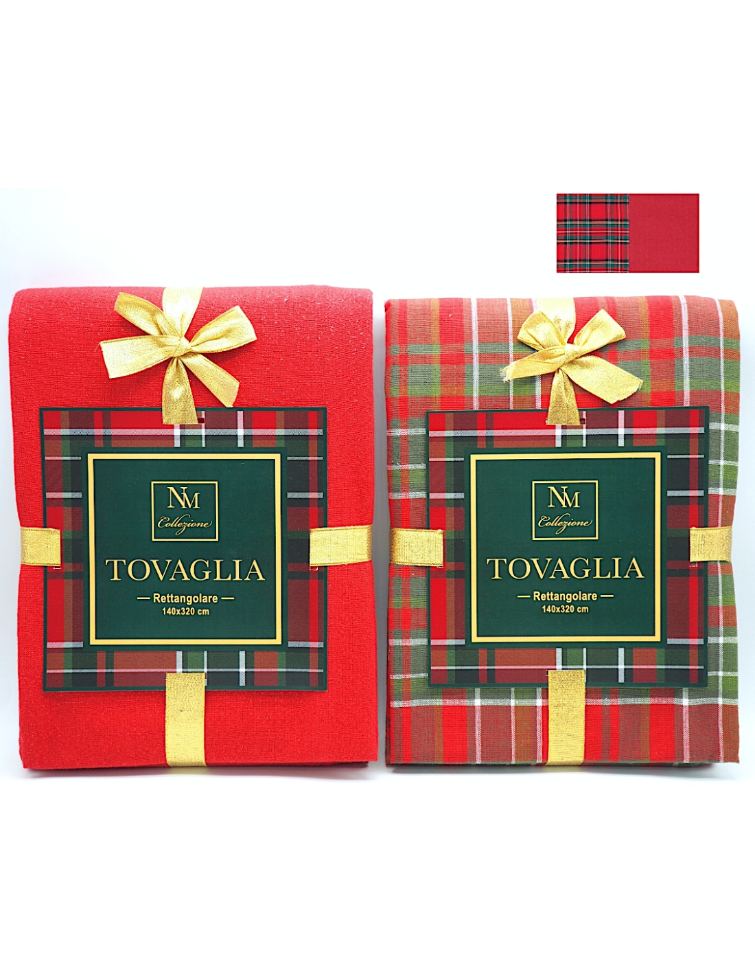 Tovaglia di Natale 140x320cm Decoro Scozzese, Tessuto Rettangolare Elegante per Tavola Grande 12-14 Posti