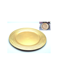 Piatto Natalizio in Plastica Ø33cm Bordato Oro, Elegante Sottopiatto Decorativo per Tavola Festiva