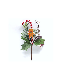 Pick natalizio 23cm con aghi bianco e rosso, ramo decorativo elegante per alberi, ghirlande e centrotavola