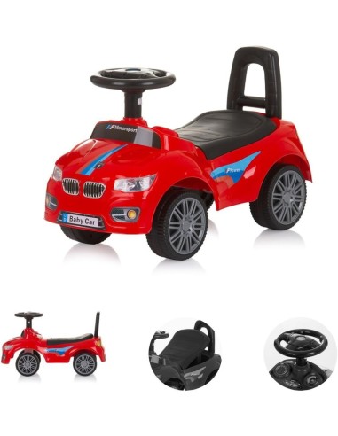 AUTO CAVALCABILE, BAMBINI, SPRINTER, ROSSO, CON MUSICA, SPAZIO SOTTO SEDILE