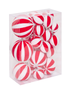 CONF 22 SFERE STRIATE ROSSO/BIANCO MISURE ASSORTITE