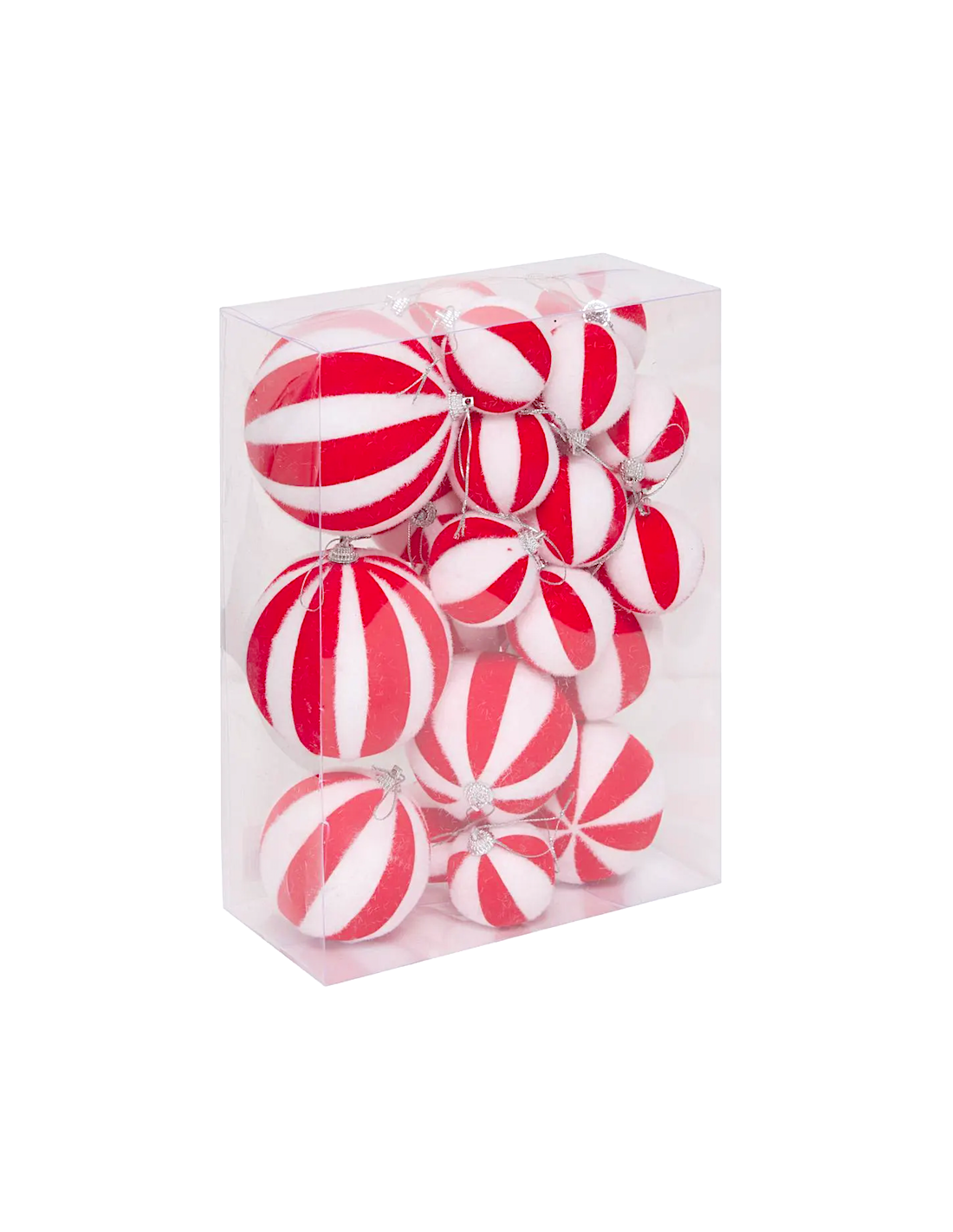 CONF 22 SFERE STRIATE ROSSO/BIANCO MISURE ASSORTITE