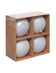 CONF 4 SFERE BIANCO 10CM PLASTICA