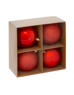 CONF 4 SFERE ROSSO 10CM PLASTICA