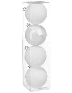 CONF 4 SFERE 8CM BIANCO PLASTICA