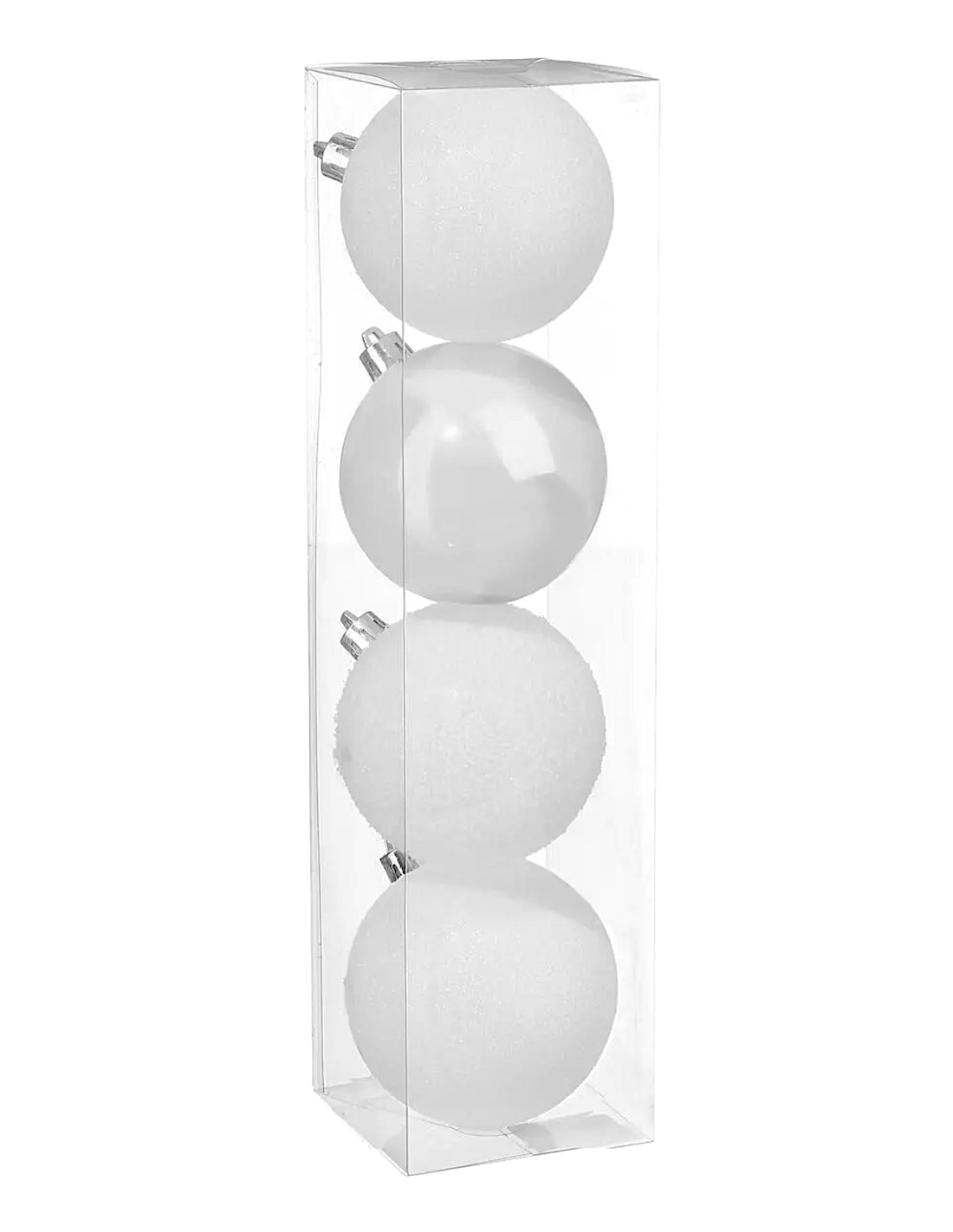CONF 4 SFERE 8CM BIANCO PLASTICA