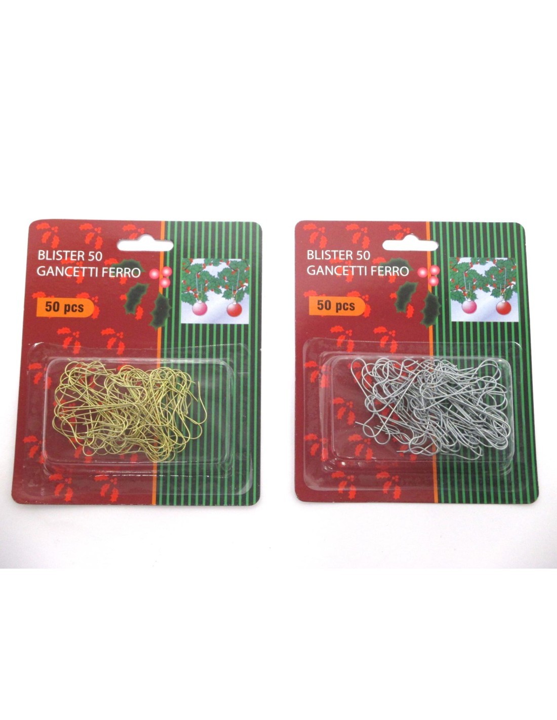 BLISTER 50 GANCI FERRO ORO/ARGENTO PER ALBERO su TreG Ingrosso