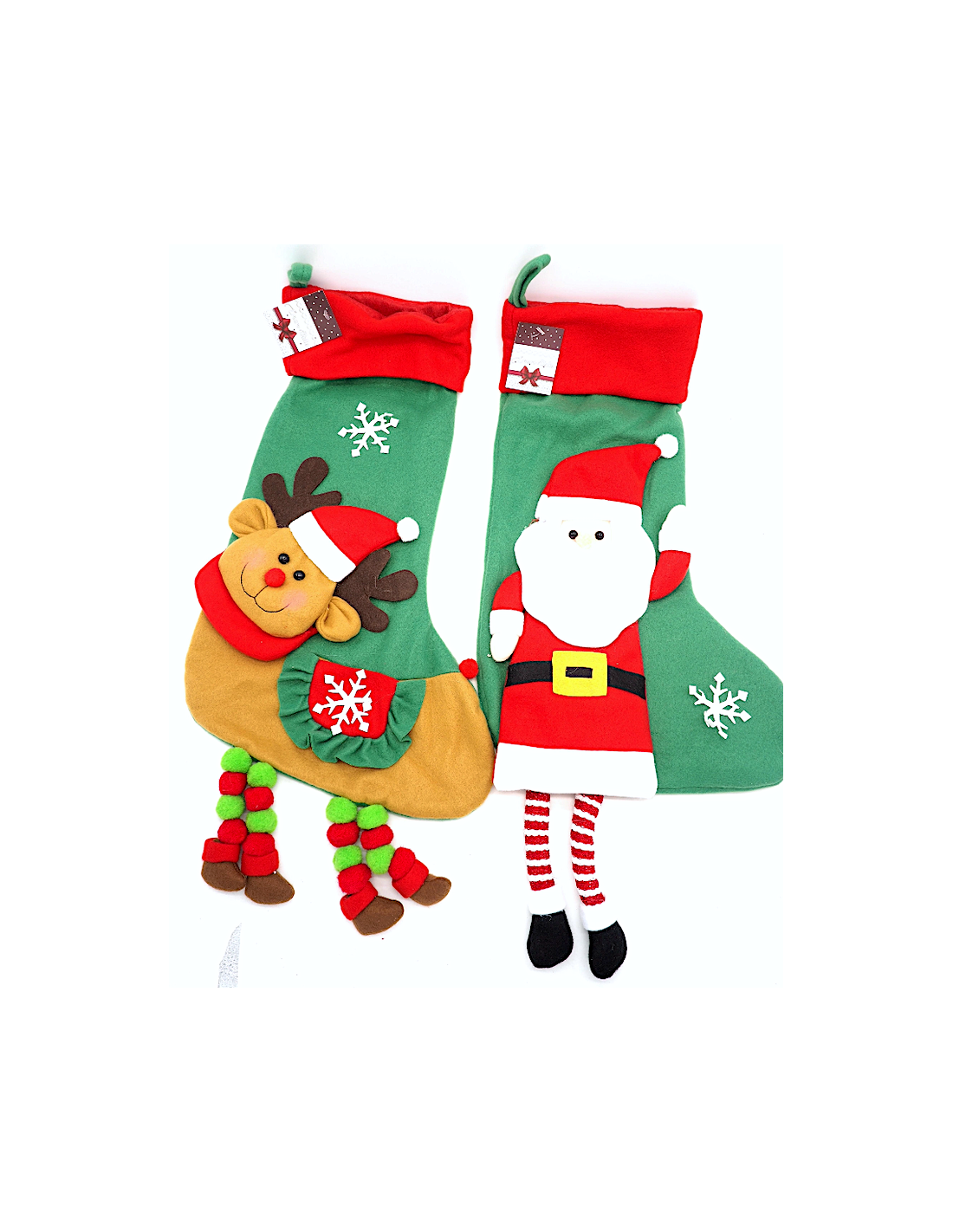 Calza di Natale 58cm con Decorazioni Assortite, Calza Portadolci Tradizionale da Appendere