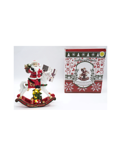 Cavallo con Albero in Poliresina 18x15x5,5cm con Luci, Decorazione Natalizia da Collezione