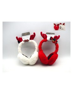 Copriorecchie Pelosi con Corna Natalizi Mod. 34223, Accessorio Invernale Divertente Colori Assortiti