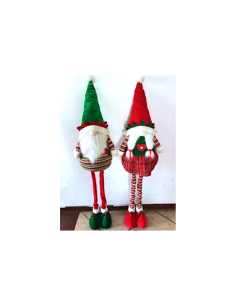 Gnomo Natalizio con Gambe Allungabili 80/145cm Assortito, Pupazzo Decorativo da Terra o Mensola