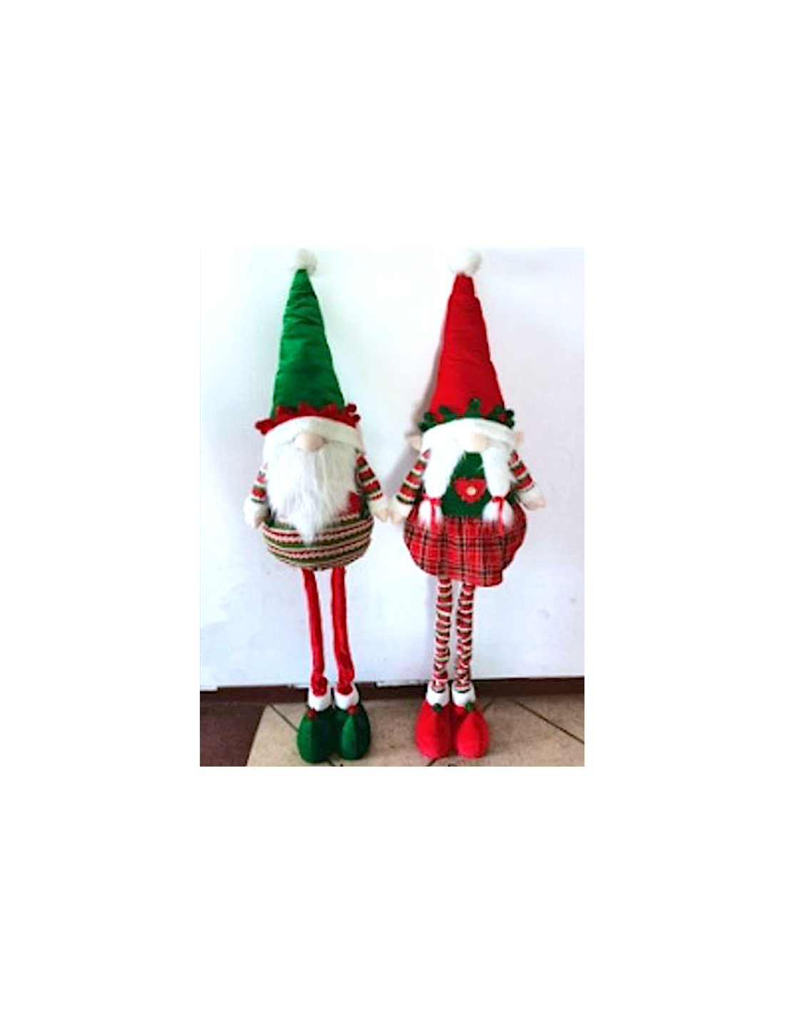 Gnomo Natalizio con Gambe Allungabili 80/145cm Assortito, Pupazzo Decorativo da Terra o Mensola