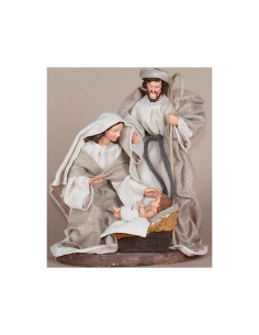 Natività 3 pezzi con Vestito in Stoffa 22x18xH30cm, Statuine Presepe