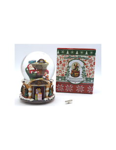 Palla di Neve con Carillon 14x10cm Base in Resina, Globo Musicale Natalizio Decorativo