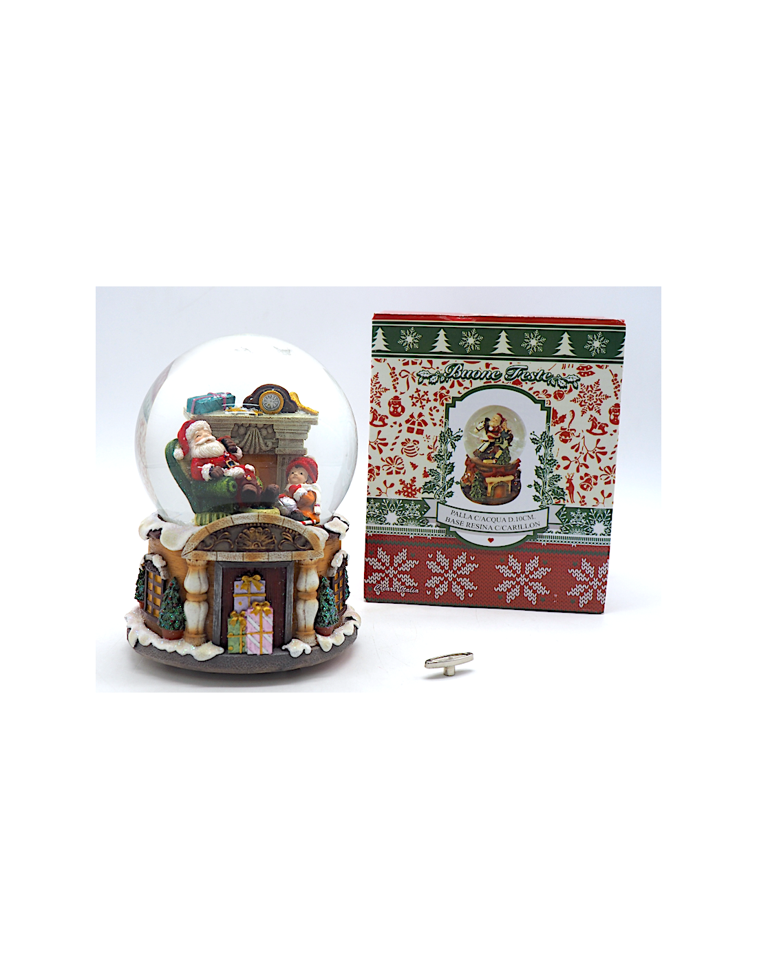 Palla di Neve con Carillon 14x10cm Base in Resina, Globo Musicale Natalizio Decorativo